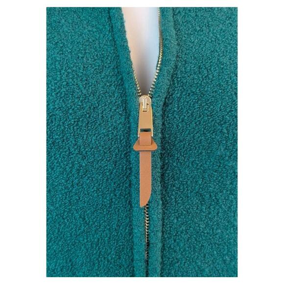 NEW Talbots Full Zip Sweater Medium Boucle Wool Blend Teal Green Cozy Classic - Picture 9 of 11